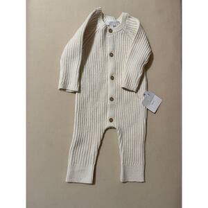 Grayson Mini 3-6m Ivory Ribbed Sweater Romper NWT